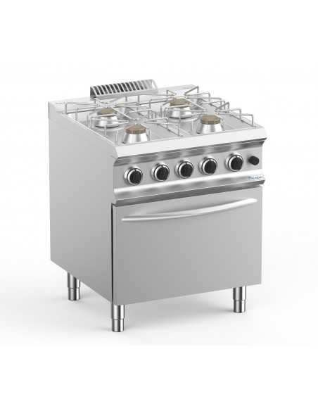 Cucina gas - N. 4 fuochi - Potenza 2 x kW + 7 2 x kW 11 - Forno elettrico - Potenza forno kw 6 - Cm 80 x 90 x 85 h