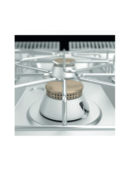 Cucina gas - N. 6 fuochi - Potenza bruciatore 3 x kW 7 + 3 x kW 11 - Forno gas - Potenza forno kw 7 - Cm 120 x 90 x 85 h