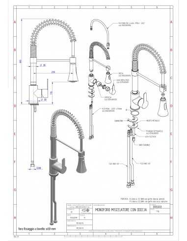 Miscelatore mono foro - Canna girevole - Doccia...