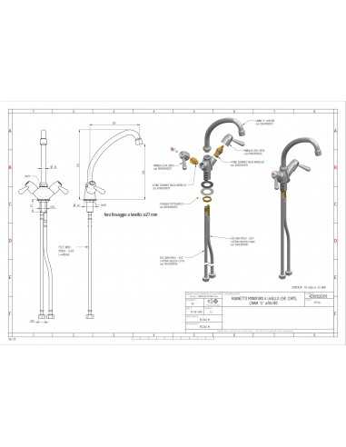 Tap single hole - "U" barrel - Dimensions cm Ø...