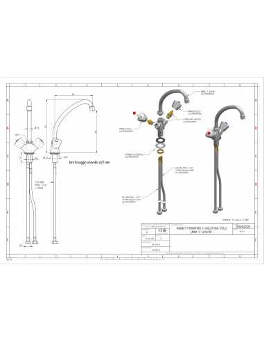 Tap single hole - "U" barrel - Dimensions cm Ø...