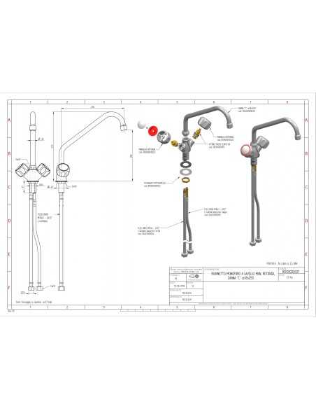 Miscelatore mono foro - Canna a "C" - Dimensioni cm Ø 1.8 x 25 cm