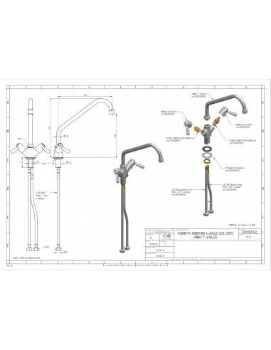 Tap single hole - Canna a "C" - Dimensions cm Ø...