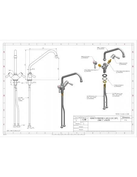 Miscelatore mono foro - Canna a "C" - Dimensioni cm Ø 1.8 x 25 cm