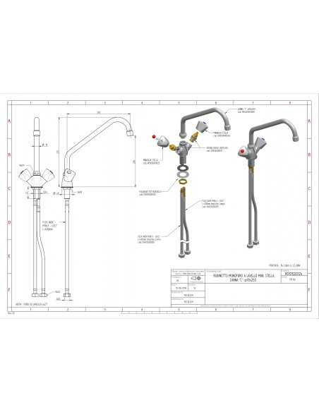 Miscelatore mono foro - Canna a "C" - Dimensioni cm Ø 1.8 x 25 cm