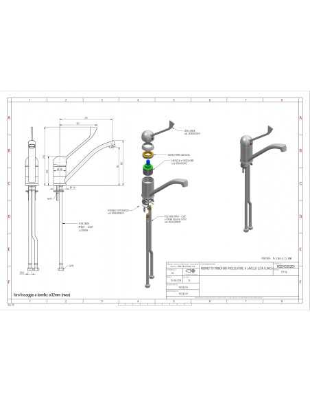 Tap mono hole - Chromium Clinical Leverage - Swivel Cane