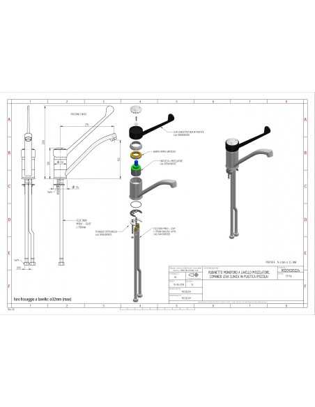 Miscelatore mono foro - Leva clinica in materiale plastico - Canna girevole lunghezza 21.5 cm