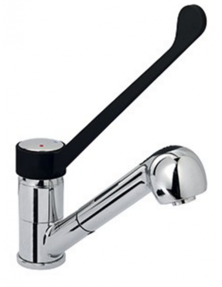 Tap single hole - Clinical lever in plastic material - Swivel barrel - Removable shower