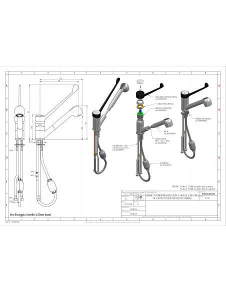 Tap single hole - Clinical lever in plastic material - Swivel barrel - Removable shower