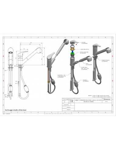 Tap single hole - Swivel barrel - Removable shower