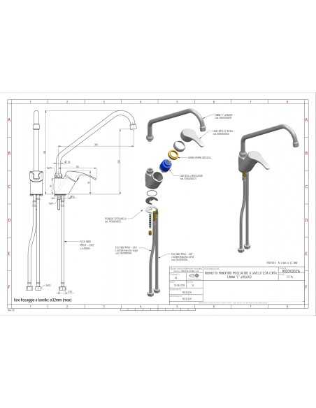 Tap single hole - swivel barrel "C"- Dimensions cm 1.8 x 30