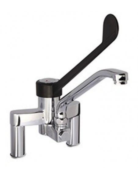 Tap biforo - Swivel barrel - Clinical lever in plastic material - Interasse 15.5 cm