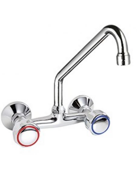 Tap biforo - Wall - Swivel barrel "C"- Dimensions Ø cm 1.8 x 25 - Interasse 15 cm