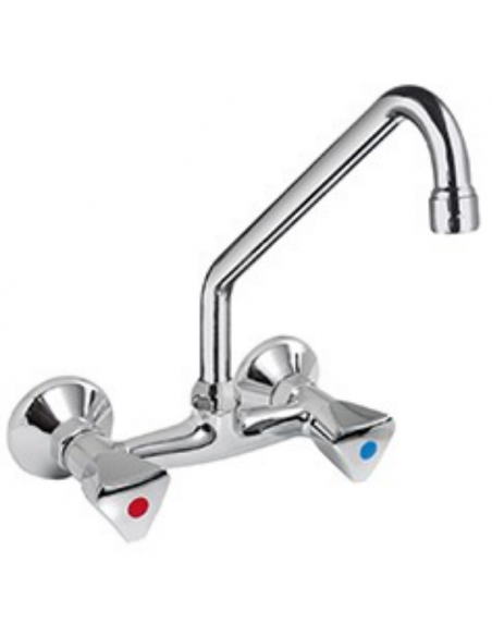 Miscelatore biforo - A muro - Canna girevole "C"- Dimensioni Ø cm 1.8 x 25 - Interasse 15 cm