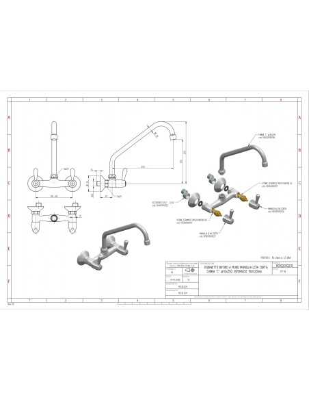 Tap biforo - Wall - Swivel barrel "C"- Dimensions Ø cm 1.8 x 25 - Interasse 15 cm