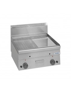 Fry top gas - Plate 1/2 smooth 1/2 chromed strip - Power...