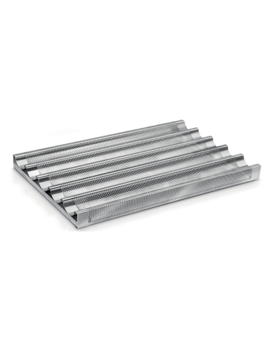 Bandeja de aluminio perforada - Con travesaño - 5 canales - 60 x 40 x 2 h cm