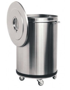 Stainless steel waste bin - Capacity 100 liters - Manual...