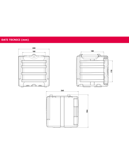 Isothermal container - For food - GN 1/6 trays - Use from 30° C to +100 °C - cm 25 x 26 x 26.6 h
