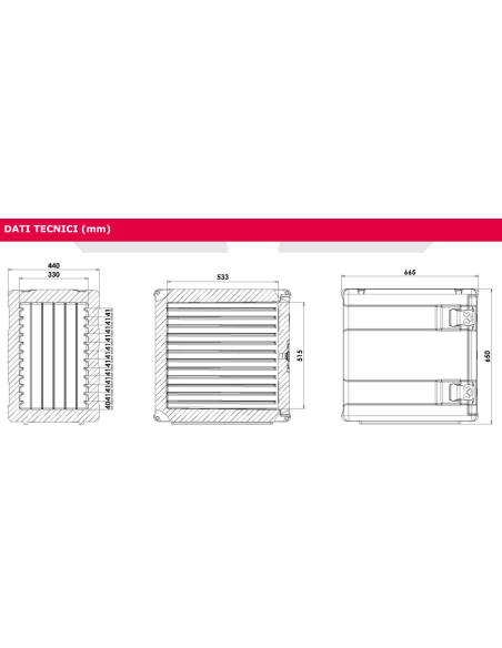 Isothermal container - For food - Capacity 90 l - Use from -30° C to 100 °C - cm 44 x 66.5 x 65 h