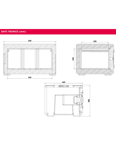 Isothermal container - For food - Capacity 48 l - Use from -30° C to +100 °C - cm 46 x 64 x 38 h