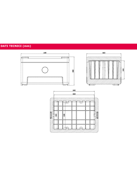 Contenitore isotermico - Per alimenti - Capacità 49 litri - Utilizzo da -30° C a +100 °C - cm 46 x 64 x 38 h