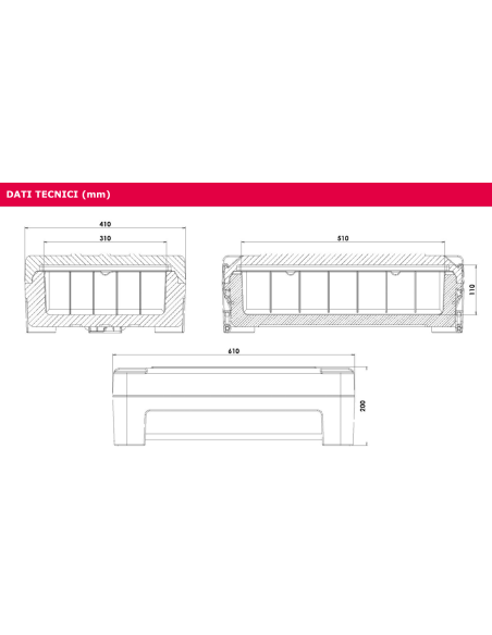 Contenitore isotermico - Per alimenti - Capacità 17 litri - Utilizzo da -30° C a +100 °C - cm 41 x 61 x 20 h