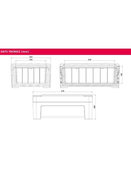 Contenitore isotermico - Per alimenti - Capacità 24.5 litri - Utilizzo da -30° C a +100 °C - cm 41 x 61 x 25 h
