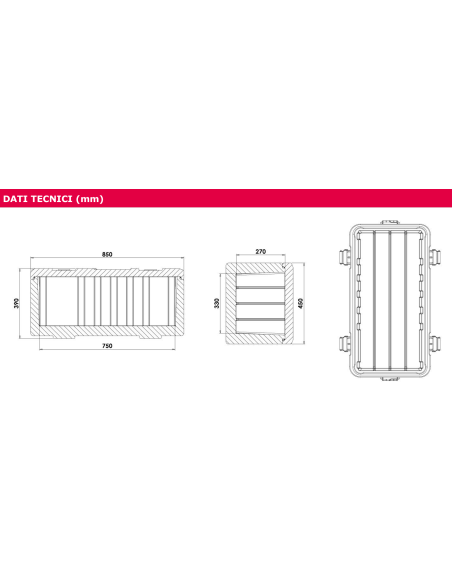 Contenitore isotermico - Per alimenti - Capacità 68 litri - Utilizzo da -30° C a +100 °C - cm 85 x 45 x 39 h