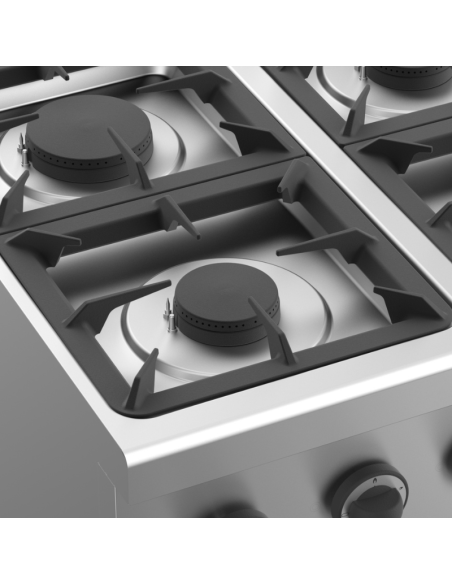 Cucina con forno a gas - 4 fuochi - Griglie in ghisa - Potenza totale kW 19 + 6 - cm 70 x 71.8 x 85h