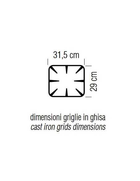 Cocina de gas en mueble abierto - 6 quemadores - Energía total kW 28,5 - cm 110 x 71,8 x 85h
