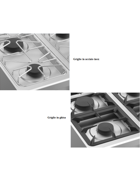 Cucina a gas con forno elettrico - 6 fuochi - Potenza totale kW 28.5 - cm 110 x 71.8 x 85h