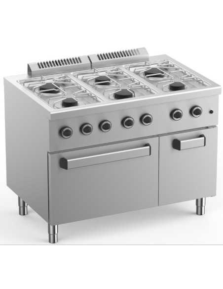 Cucina a gas con forno elettrico ventilato - 6 fuochi - Potenza totale kW 28.5 - cm 110 x 71.8 x 85h