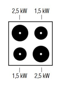Electric kitchen - 4 cast iron plates - Power total kW... 2