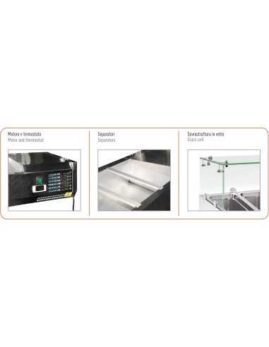 Vetrina porta ingredienti con vetro - Bacinelle 5 x GN 1/3 + 1 x GN 1/2
