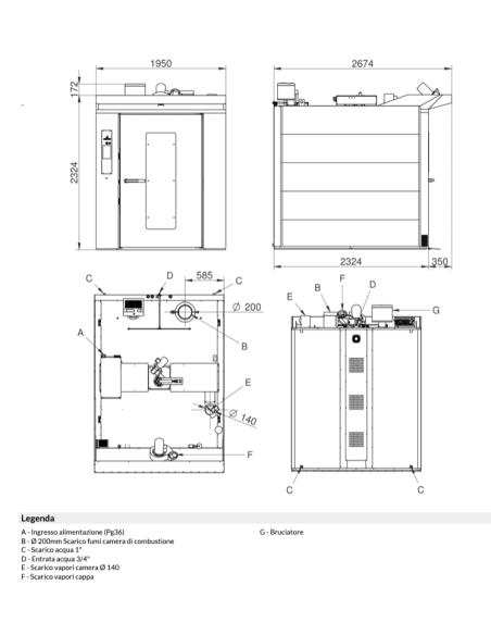 Rotating trolley oven - Gas - Touch screen - Tray capacity n.18x 80x120 cm - 173 x 209 x 250h cm