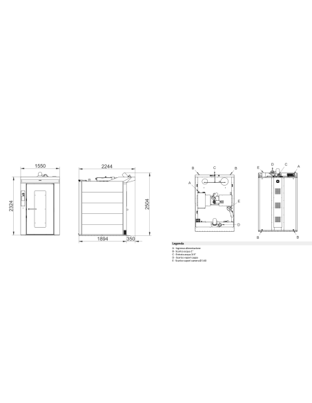 Forno a carrello rotante - Elettrico - Touch screen -Capacità n.18x cm 80x80/66x92/80x100 - cm 155 x 199 x 250h