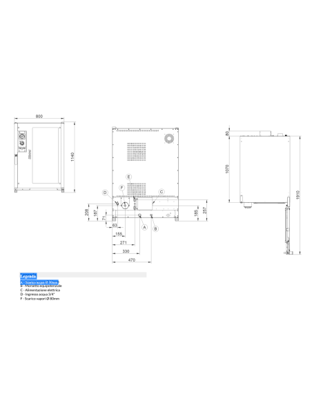 Convection and steam oven - Electric - Manual - Capacity n.10 x 40x60/66x46 cm - 80 x 115 x 112h cm