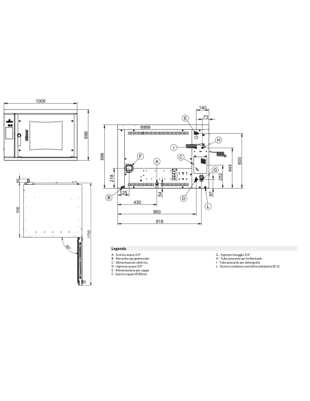 Horno de convección y vapor - Eléctrico - Pantalla táctil - Capacidad n.6 x cm 40x60/66x46 - cm 100x 90x 69.5h