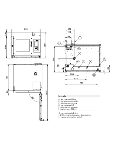 Forno a convenzione e vapore - A gas - Touch...