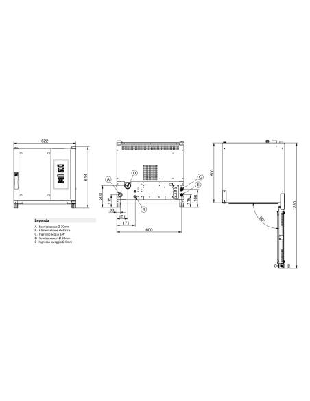 Forno a convenzione e vapore - Elettrico - Comandi digitali - N.4 x cm 46 x 33 - cm 62.2 x 75 x 61.4h