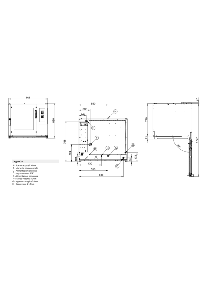 Convection and steam oven - Electric - Digital - Trays n.12 x GN 1/1 or n.6 x GN 2/1 - cm 92 x 92 x 83 h