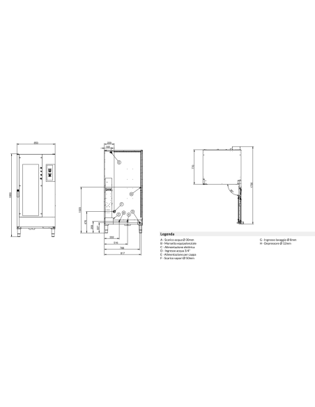Horno de convección y vapor - Eléctrico - Digital - N.20 GN 1/1 -cm 85 x 96.5 x 186 h