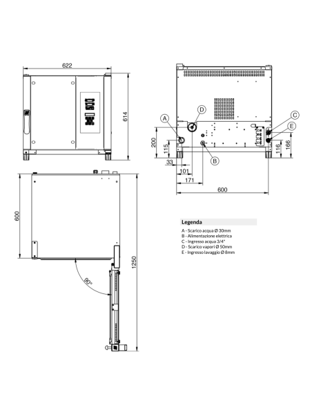 Convection and steam oven - Electric - Digital - Capacity n.5 GN2/3 - cm 62 x 75 x 61.4h