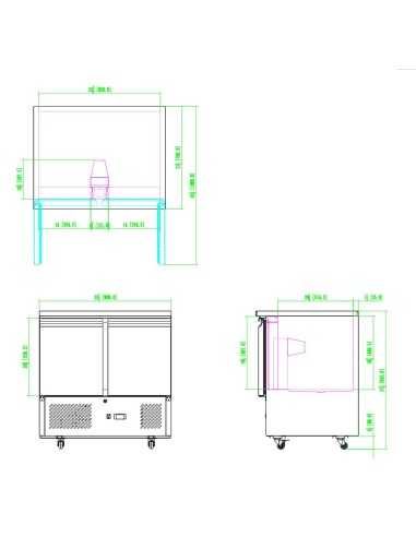 Saladette refrigerated with 2 doors - cm 90 x 70 x 94.3 h
