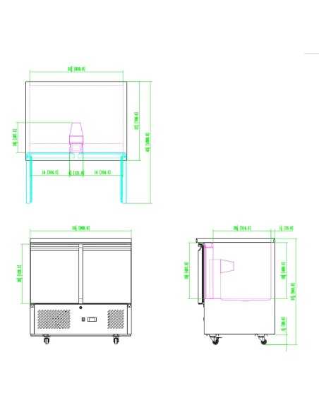 Saladette refrigerated with 2 doors - cm 90 x 70 x 94.3 h