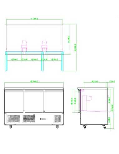 Saladette refrigerated with 3 doors - cm 136.5 x 70 x 94.3h