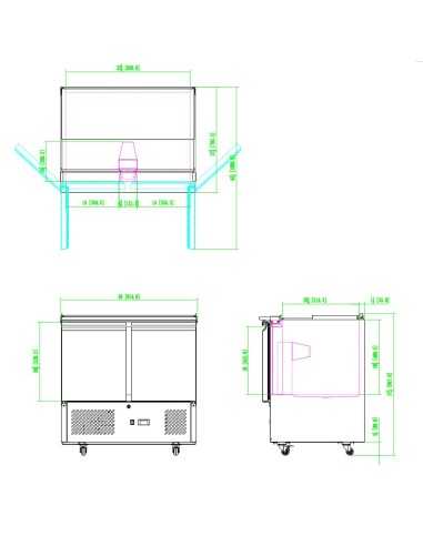 Banco pizza con 2 porte - cm 90 x 70 x 95 h