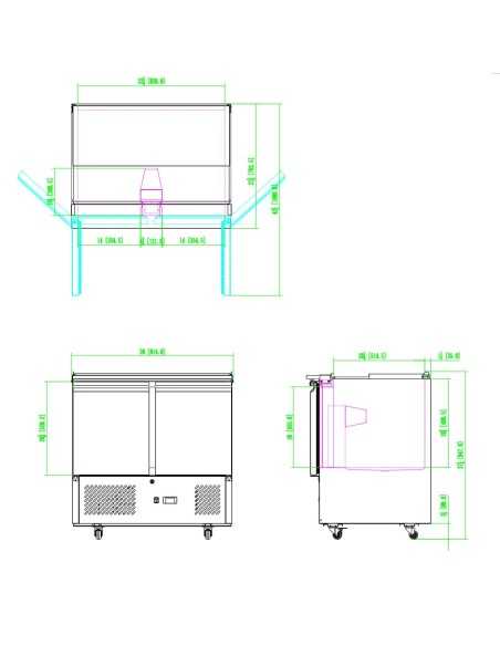 Banco pizza con 2 porte - cm 90 x 70 x 95 h