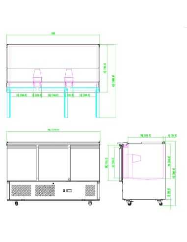 Banco pizza da 3 porte - cm 136.5 x 70 x 95 h